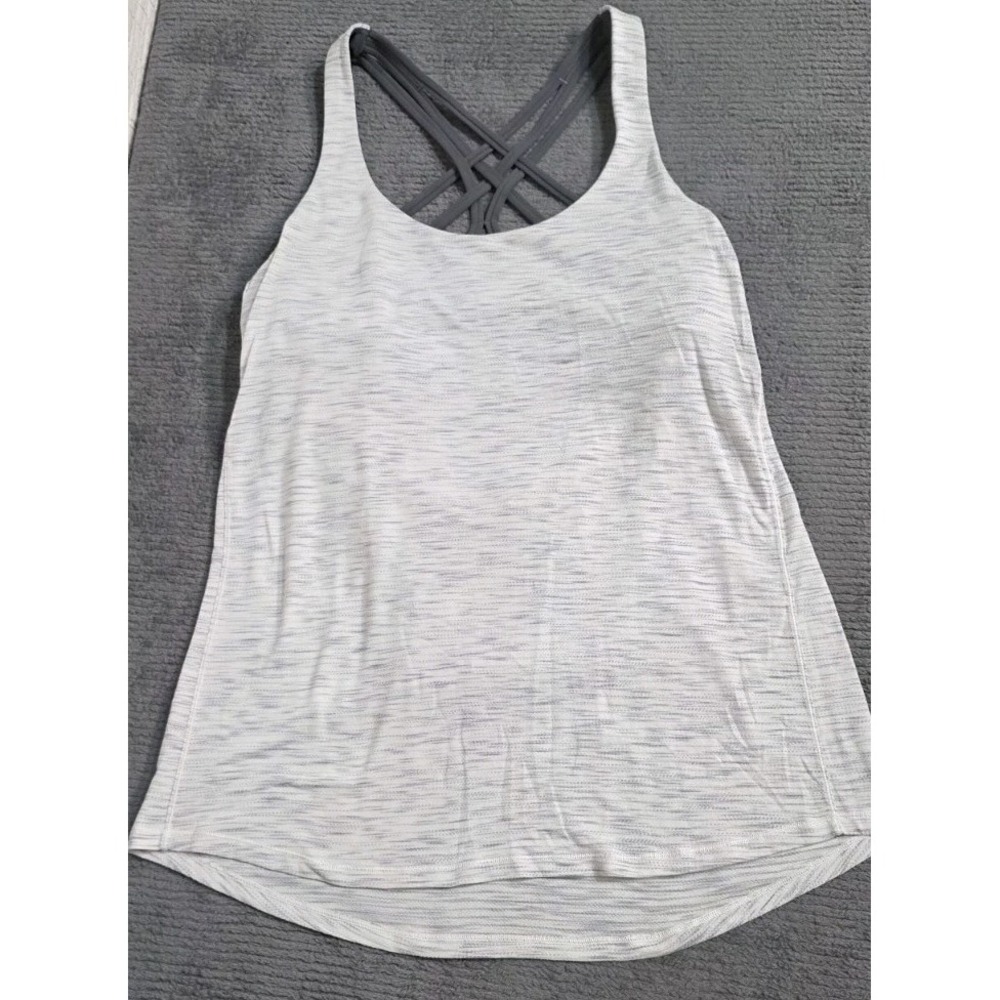Lululemon Slay The Studio 2-in-1‎ Tank Sz 10 Tiger Space Dye Gray Sport Bra Top